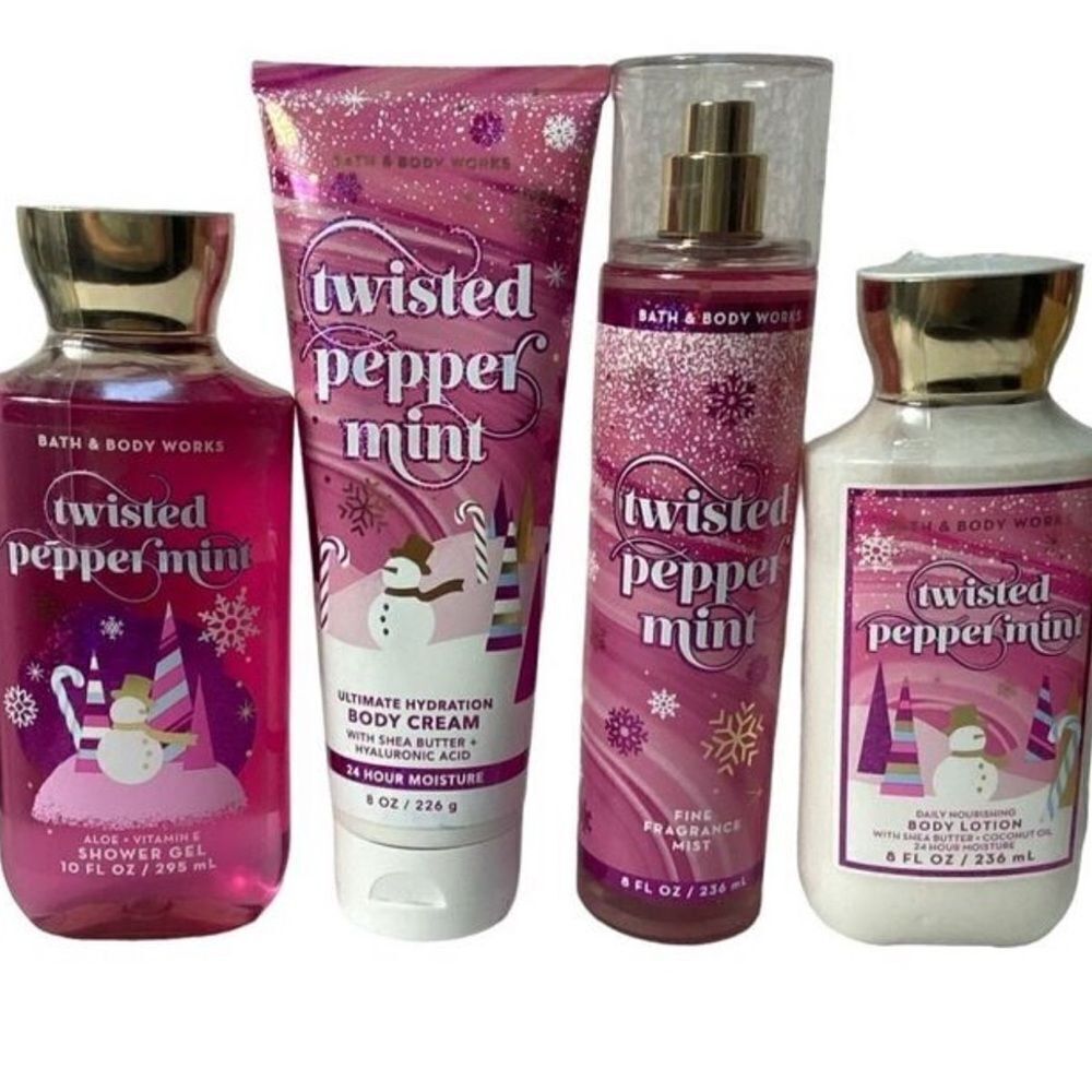 Bath and Body Works TWISTED PEPPERMINT 4 Pc Set